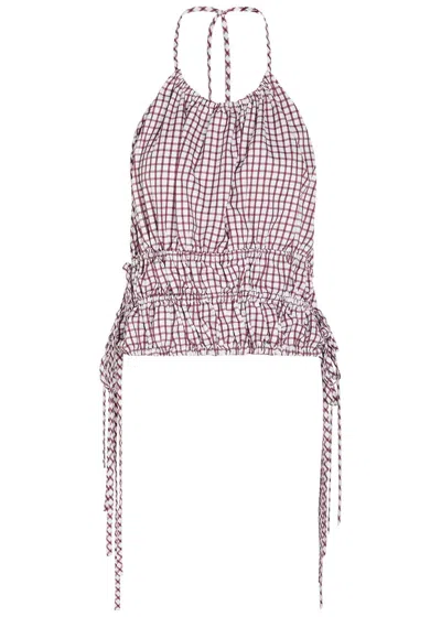 Liberowe Lina Checked Cotton Halterneck Top In Multi