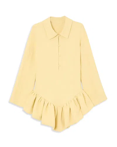 Liberowe Linen Peplum Polo Dress In Yellow