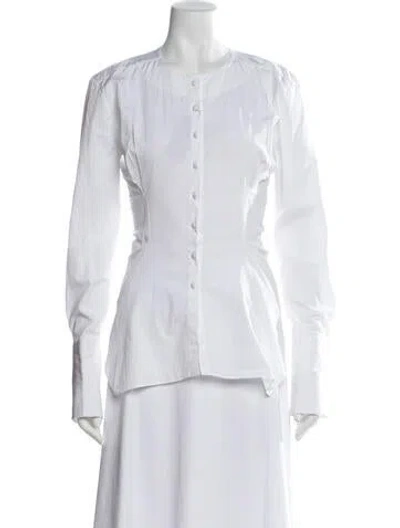 Pre-owned Liberowe Long Sleeve Button-up Top In White
