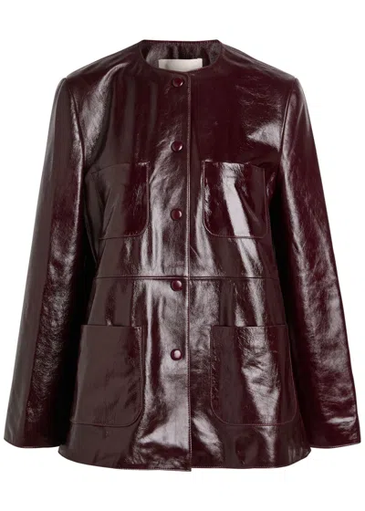 Liberowe Moreen Patent Leather Jacket In Burgundy