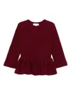 Liberowe Ruffled Cashmere Peplum Cardigan In Burgundy