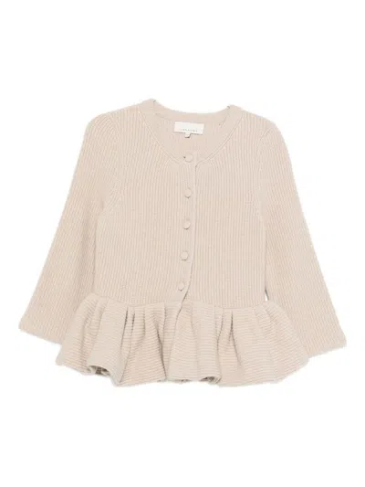 Liberowe Peplum Knitted Cardigan In Neutral