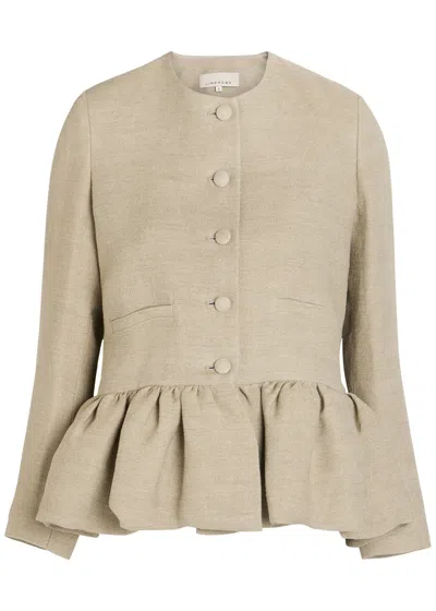 Liberowe Peplum-hem Linen Jacket In Sand