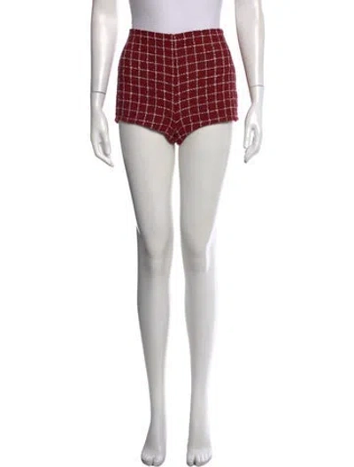 Pre-owned Liberowe Plaid Print Mini Shorts In Red