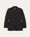 Liberowe Raja Floral Cotton Single-breasted Jacket In Black