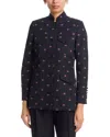 Liberowe Raja Floral Cotton Single-breasted Jacket In Blue
