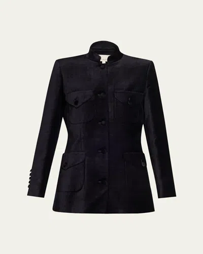 Liberowe Raja Velvet Single-breasted Jacket In Black