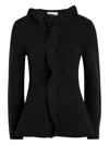 Liberowe Ruffled Wool Cardigan In Black