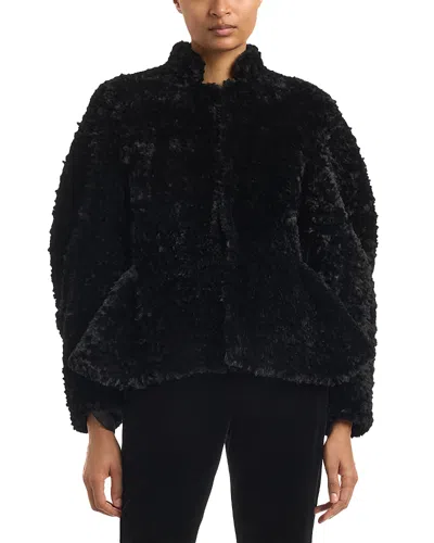 Liberowe Shearling Peplum Jacket In Black