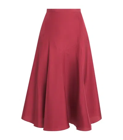 Liberowe Silk Dorothy Midi Skirt In Burgundy