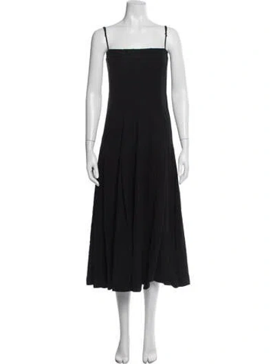 Pre-owned Liberowe Square Neckline Midi Length Dress In Black