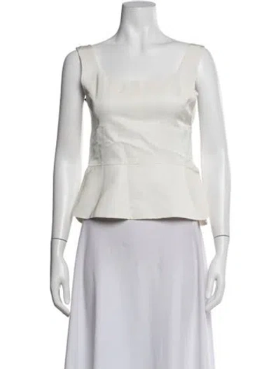 Pre-owned Liberowe Square Neckline Sleeveless Top W/ Tags In White