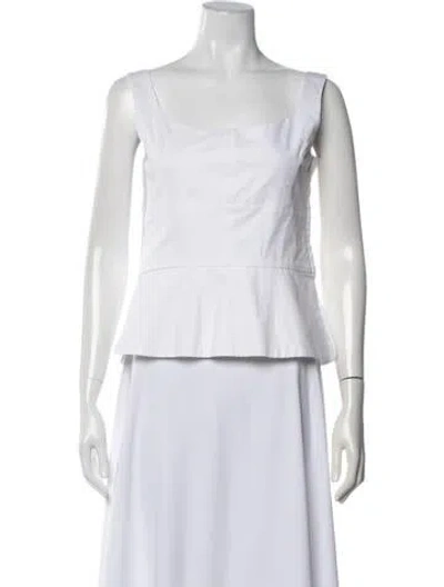 Pre-owned Liberowe Square Neckline Sleeveless Top In White