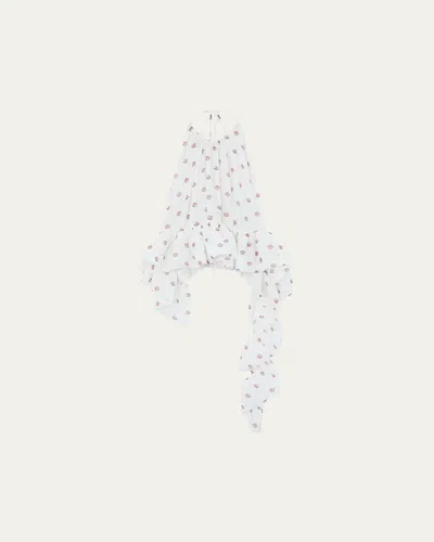 Liberowe Tamara Floral Silk Asymmetric Peplum Top In Multi