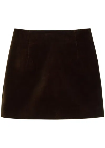 Liberowe Vera Velvet Mini Skirt In Brown