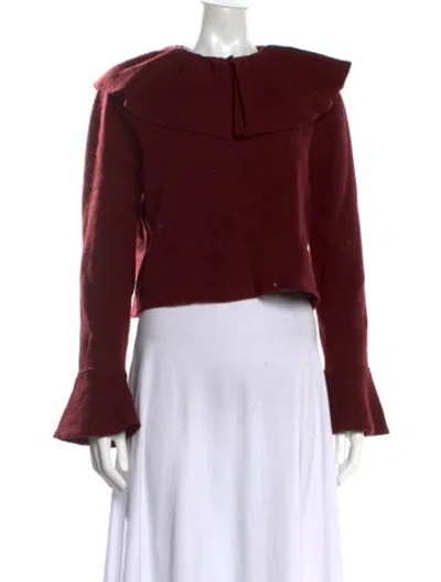 Pre-owned Liberowe Virgin Wool Open Front Sweater In Burgundy