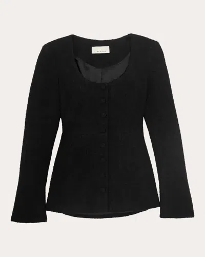 Liberowe Amber Wool-blend Tweed Blouse In Black