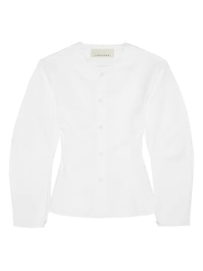 Liberowe Women's Balloon Sleeve Cotton Shirt In White