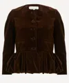 Liberowe Women's Chocolate Velvet Peplum Jacket In Burgundy