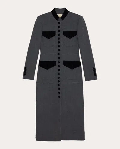 Liberowe Women's Imperial Velvet-trimmed Wool Coat In Grey