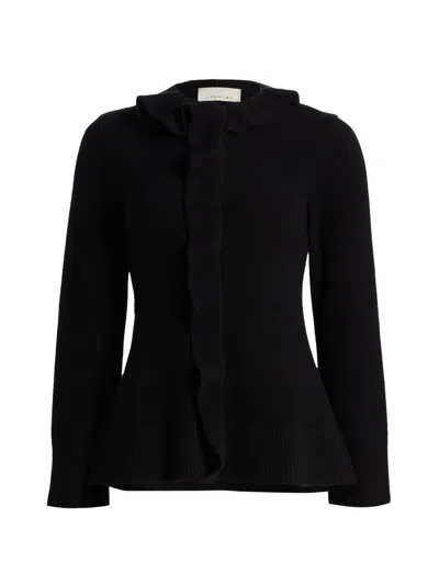 Liberowe Ruffled Wool Cardigan In Black