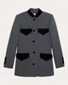 Liberowe + Net Sustain Raja Velvet-trimmed Wool-tweed Blazer In Grey