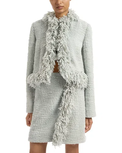 Liberowe Wool Blend Cropped Fringe Jacket In Gray