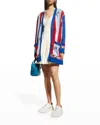 Libertine 10 S N E 1 Tennis Stripes Cardigan In Red, White, Blue In Blue