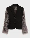 Libertine Across The Universe Blazer Jacket With Embellished Sleeves In Black