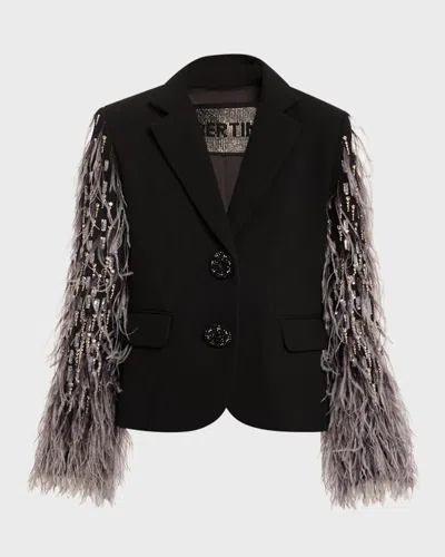 Libertine Across The Universe Blazer Jacket With Embellished Sleeves In Black