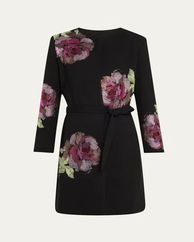 Libertine American Beauty Belted Collarless Coat In Multi