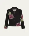 Libertine American Beauty Printed Short Wool Blazer In Black