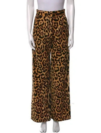 Pre-owned Libertine Animal Print Wide Leg Pants In Brown