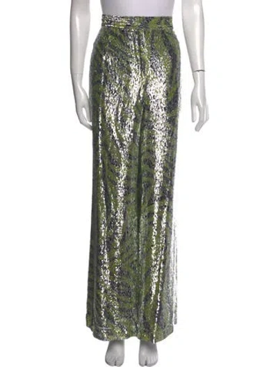 Pre-owned Libertine Animal Print Wide Leg Pants In Green
