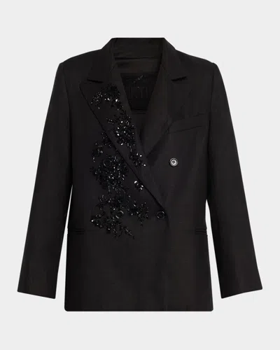 Libertine Antibes Night Embellished Double-breasted Jacket In Black