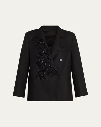 Libertine Antibes Night Embellished Double-breasted Jacket In Black