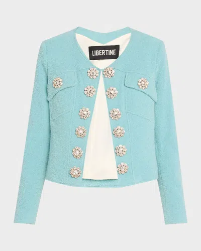 Libertine Aqua Boucle Heart Jacket In Blue