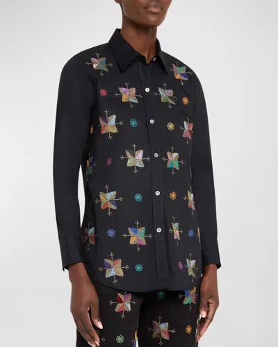 Libertine Atlas Mountains Embellished Classic Shirt In Black