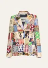 Libertine Bloomsbury Collage Printed Blazer Jacket In Mul