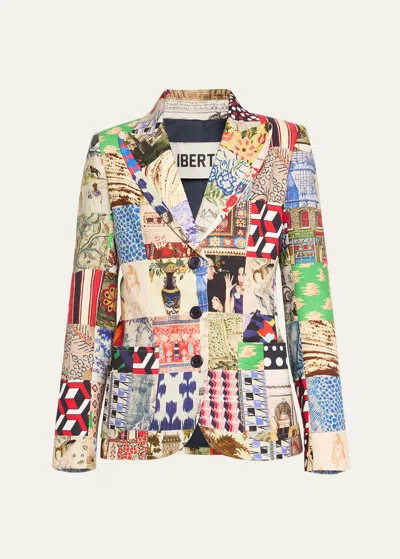 Libertine Bloomsbury Collage Printed Blazer Jacket In Mul