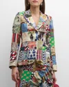 Libertine Bloomsbury Collage Printed Blazer Jacket In Mul