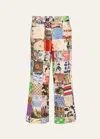 LIBERTINE BLOOMSBURY COLLAGE WIDE-LEG CROP PANTS