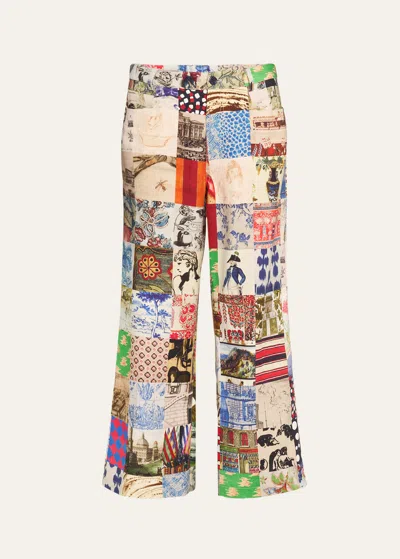 Libertine Bloomsbury Collage Wide-leg Crop Pants In Mul