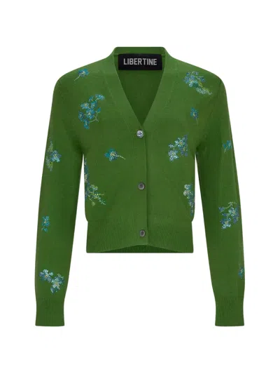 Libertine Bluebell Lane Shrunken Cardigan In Animal Print