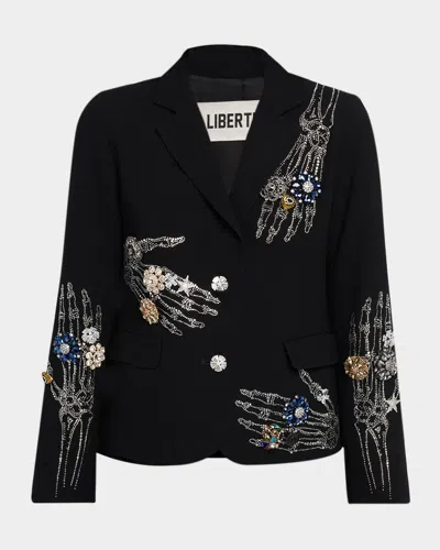 Libertine Buried Treasure Embellished Single-breasted Short Blazer In Black