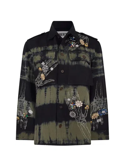 Libertine Buried Treasure Tie-dye Embellished Jacket In Black