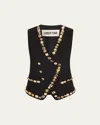 Libertine Button Luxe Duster Waistcoat In Black