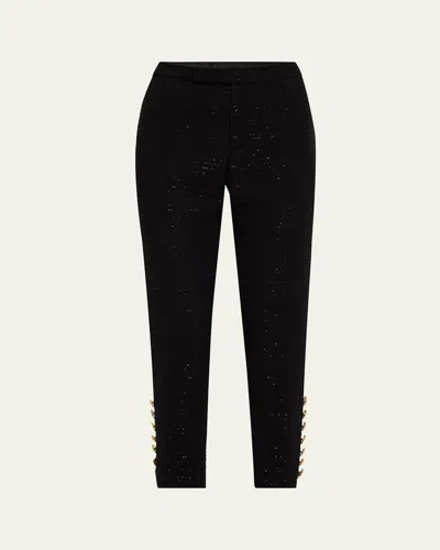 Libertine Button Luxe Embellished Cigarette Pants In Black
