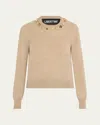 Libertine Button Luxe Shrunken Cashmere Sweater In Brown