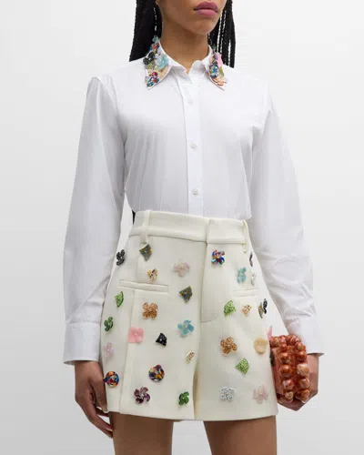 Libertine Button Town Embellished-collar New Classic Shirt In Wht